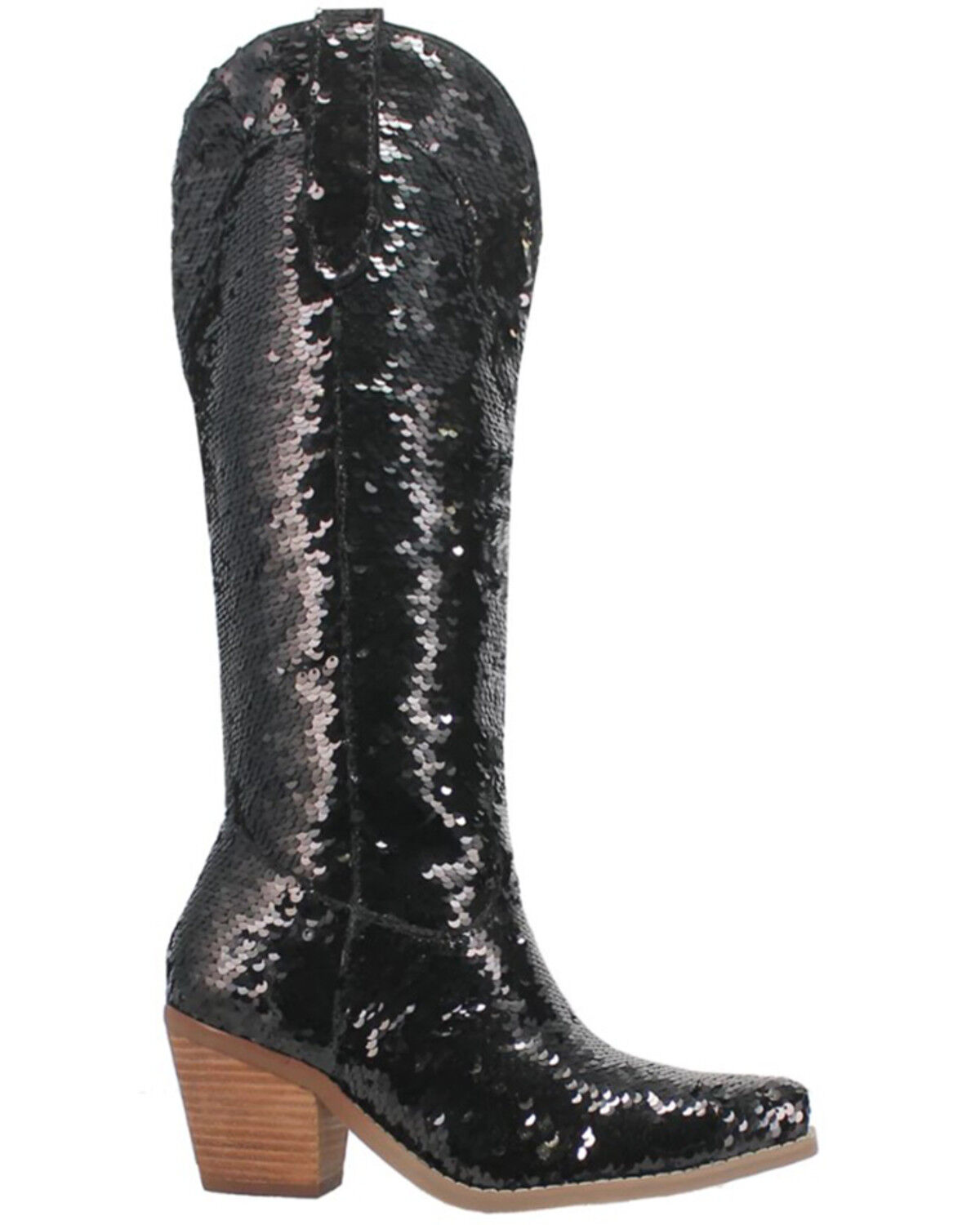 Image #2 - Dingo Women's Sequin Dance Hall Queen Tall Western Boots - Snip Toe, Black, hi-res