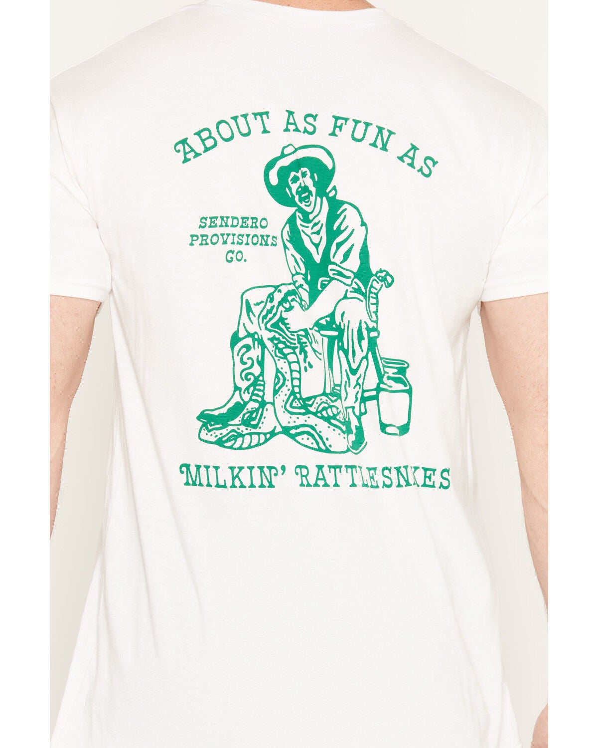 Image #4 - Sendero Provisions Men's Milkin' Rattlesnakes Short Sleeve Graphic T-Shirt, White, hi-res