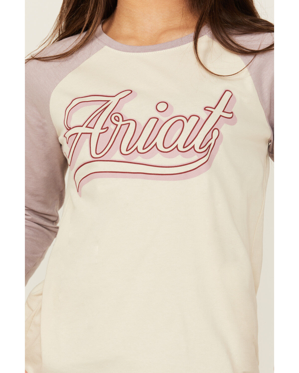 Image #3 - Ariat Girls' Script Baseball Long Sleeve Shirt, Purple, hi-res