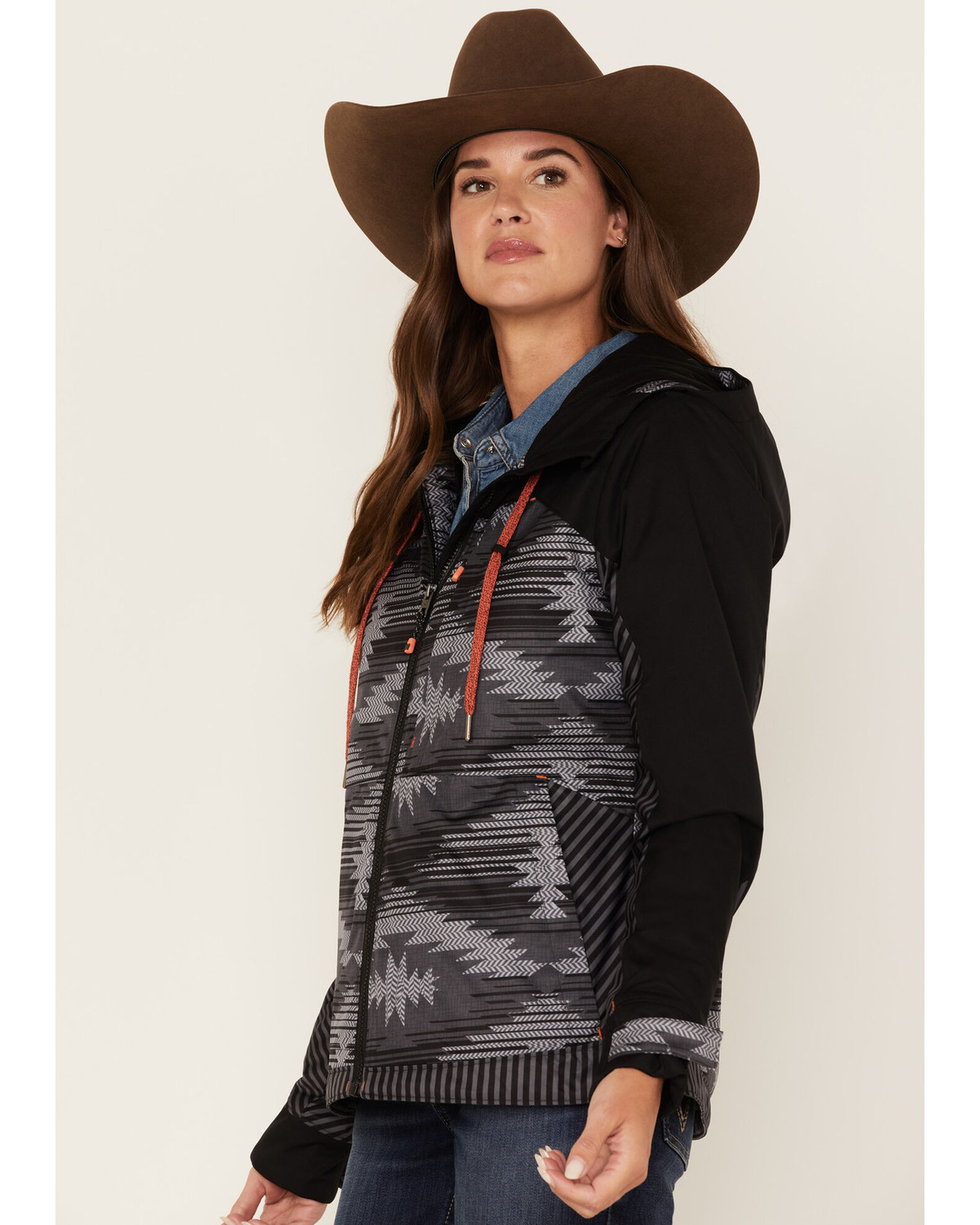 Image #2 - Cinch Women's Southwestern Stripe Ski Coat, , hi-res