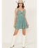 Image #1 - Angie Women's Eyelet Sleeveless Mini Dress, Green, hi-res