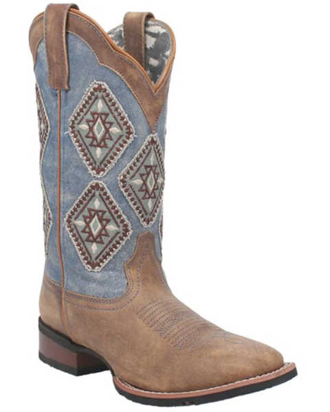 Laredo Women's Santa Fe Western Boots - Broad Square Toe , Tan, hi-res