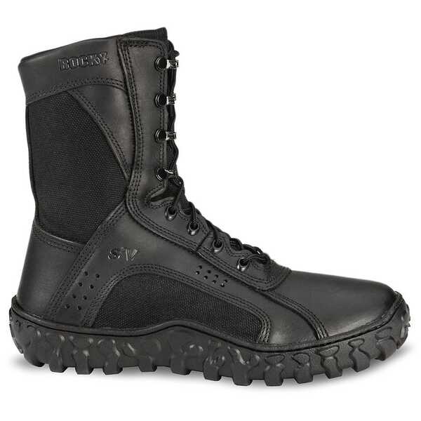 Image #2 - Rocky S2V Vented 8" Lace-Up Military Boots - Round Toe, Black, hi-res