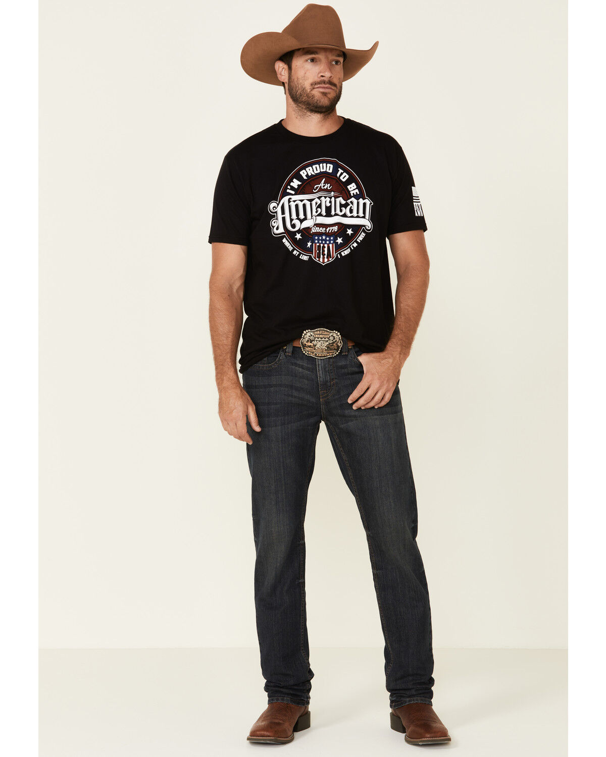 Image #2 - Brothers & Arms Men's Proud To Be American Graphic T-Shirt, Black, hi-res