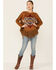 Cotton & Rye Women's Tobacco Long Sleeve Southwestern Fringe Pullover Sweater, Brown, hi-res