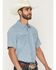 Image #2 - Cody James Men's Horizon Chambray Light Wash Short Sleeve Snap Western Shirt, Light Wash, hi-res