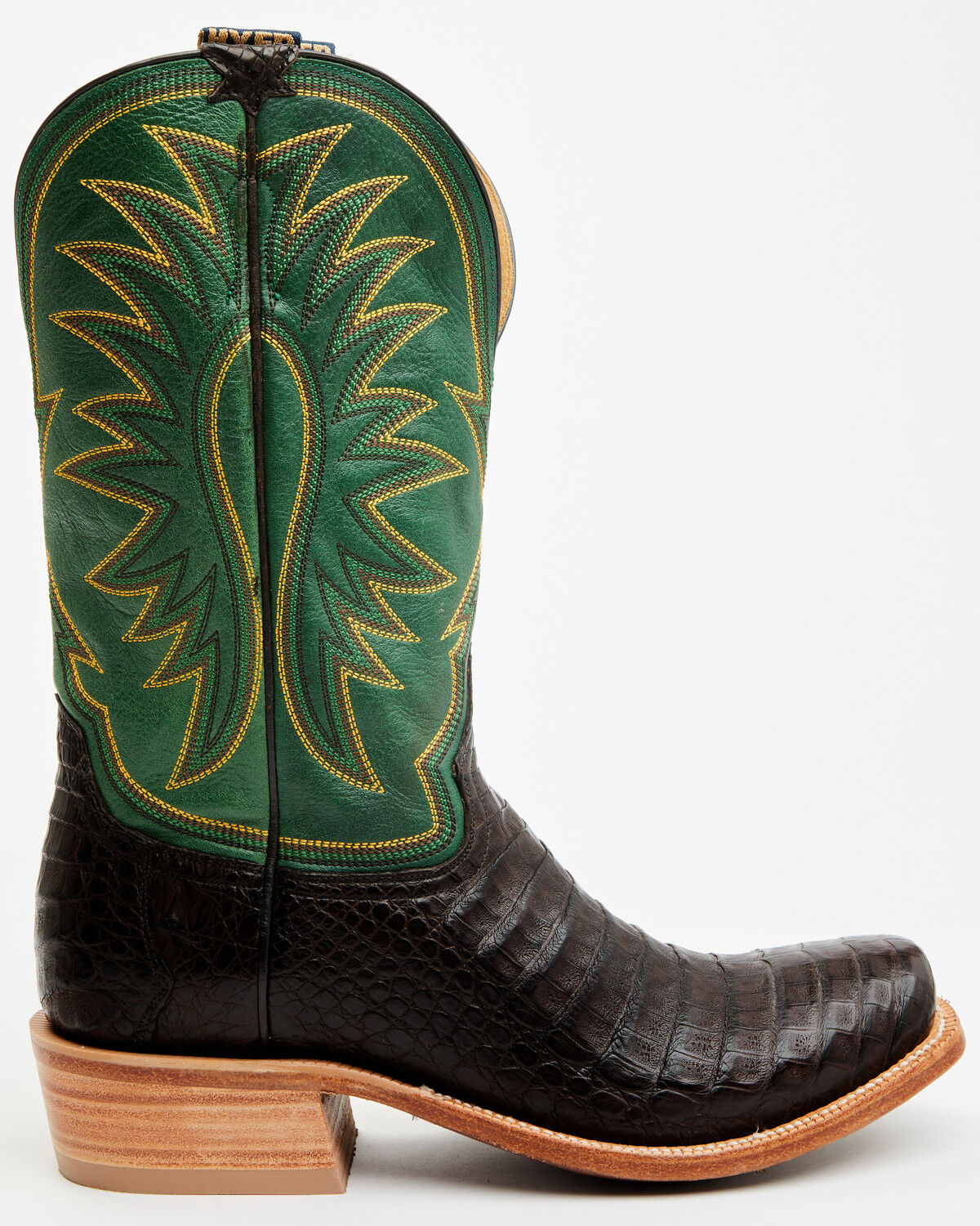Image #2 - Hyer Men's Spearville Exotic Caiman Western Boots - Square Toe, Black, hi-res