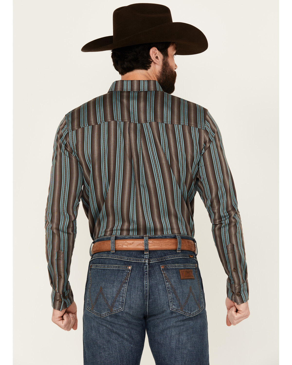 Image #4 - Cody James Men's Boa Dobby Striped Print Long Sleeve Button-Down Stretch Western Shirt, Black, hi-res