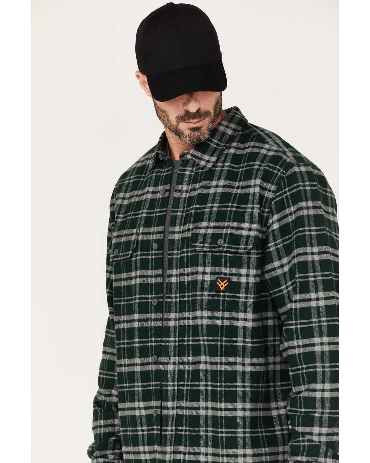 Image #2 - Hawx Men's Plaid Long Sleeve Button-Down Flannel Work Shirt, Green, hi-res
