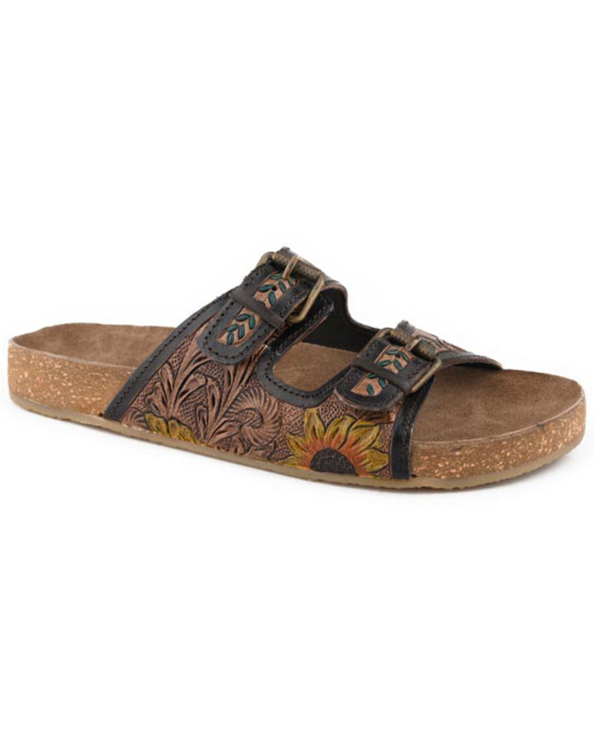 Image #1 - Roper Women's Desiree Tooled Sandals, Tan, hi-res
