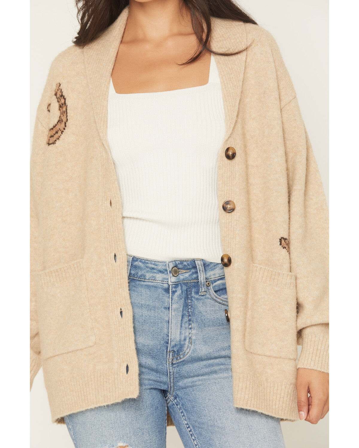 Image #3 - Idyllwind Women's Spartan Horse Cardigan Sweater, Khaki, hi-res