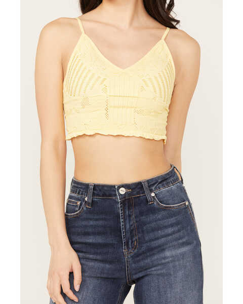 Image #3 - Fornia Women's Floral Lace Bralette, Yellow, hi-res