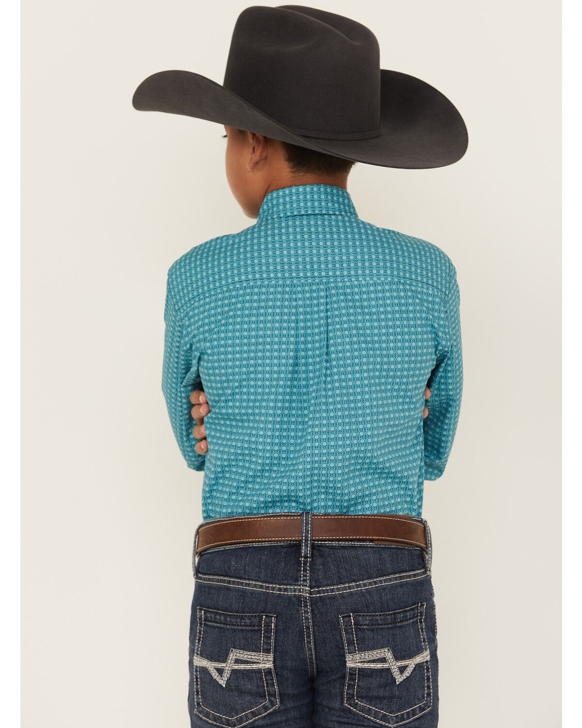 Image #4 - Cinch Boys' Printed Long Sleeve Button-Down Western Shirt, Turquoise, hi-res