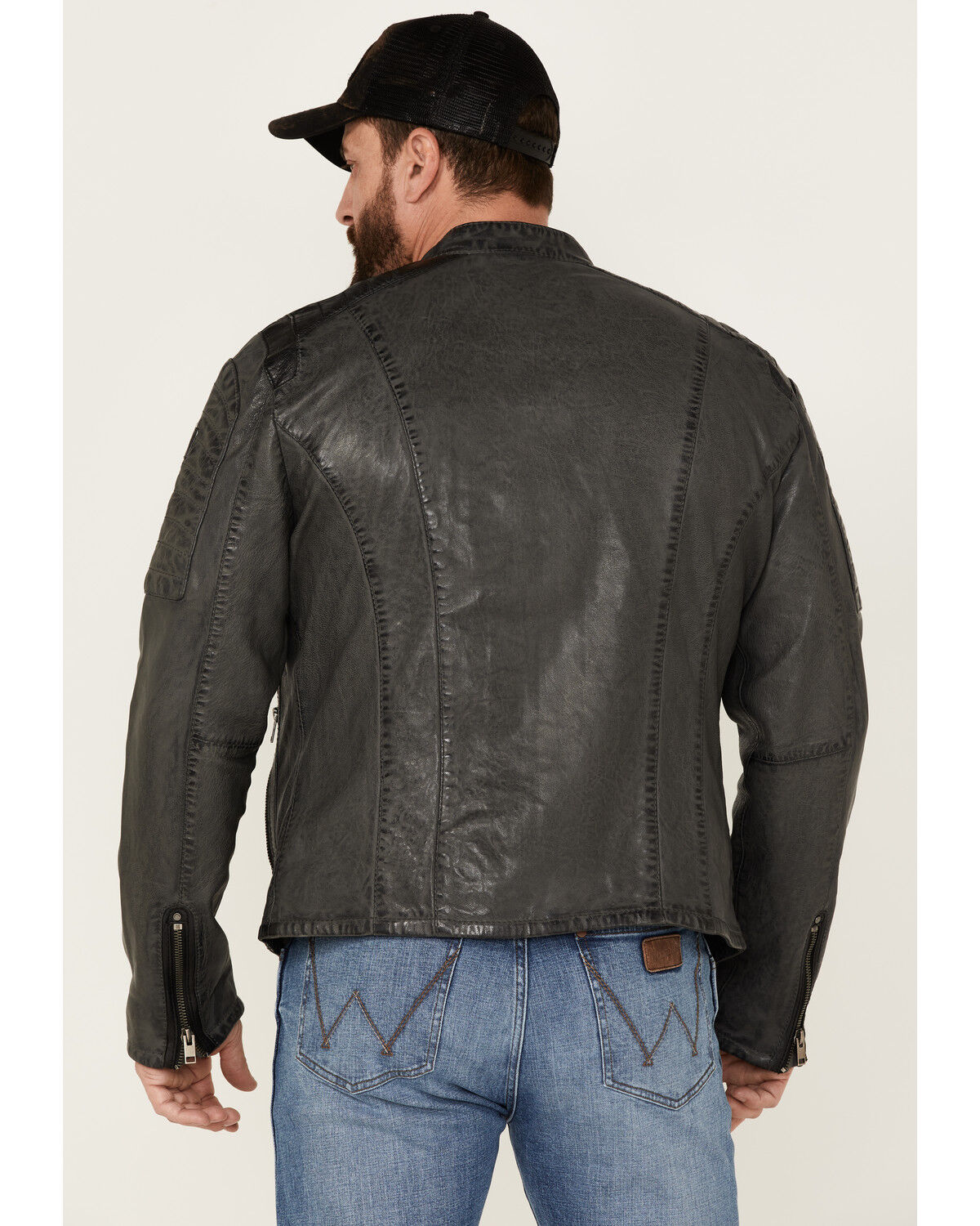 Image #4 - Maruitius Leather Men's Plexo Gray Zip-Front Leather Moto Jacket, , hi-res