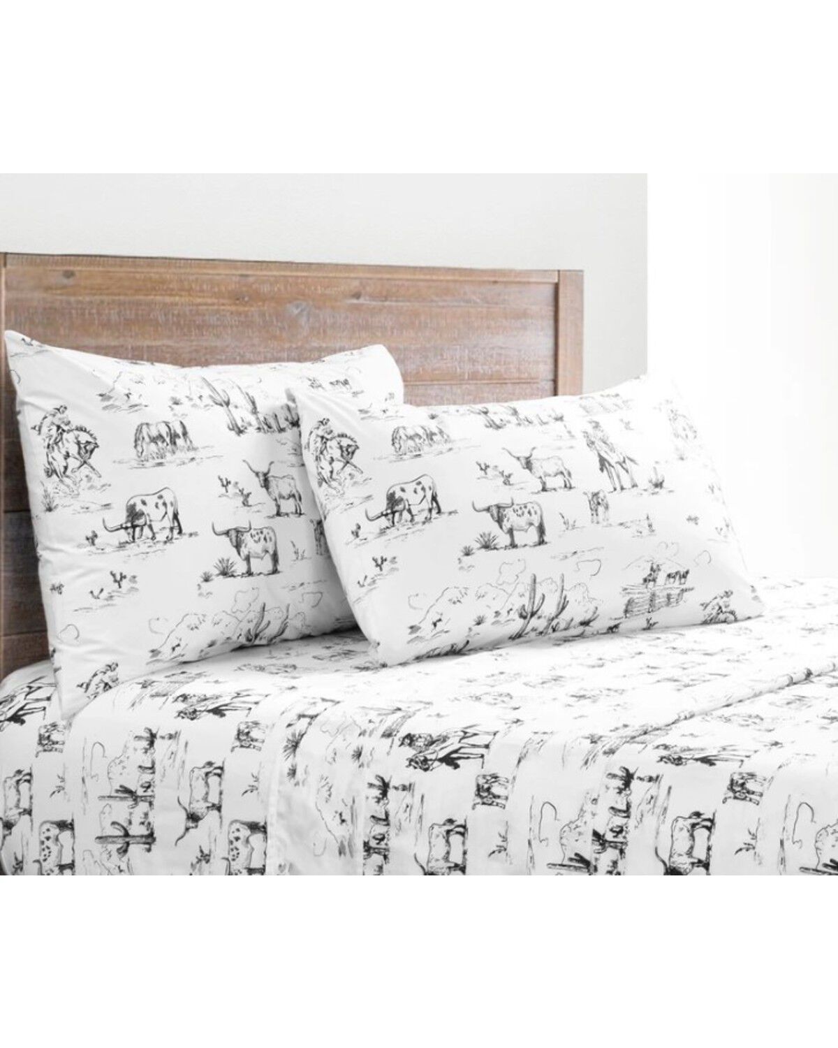 Image #1 - HiEnd Accents 200TC Cotton Ranch Life 4 Piece Sheet Set - King Size, Black, hi-res