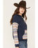 Image #2 - RANK 45® Women's Stripe Contrast Hooded Pullover, Navy, hi-res