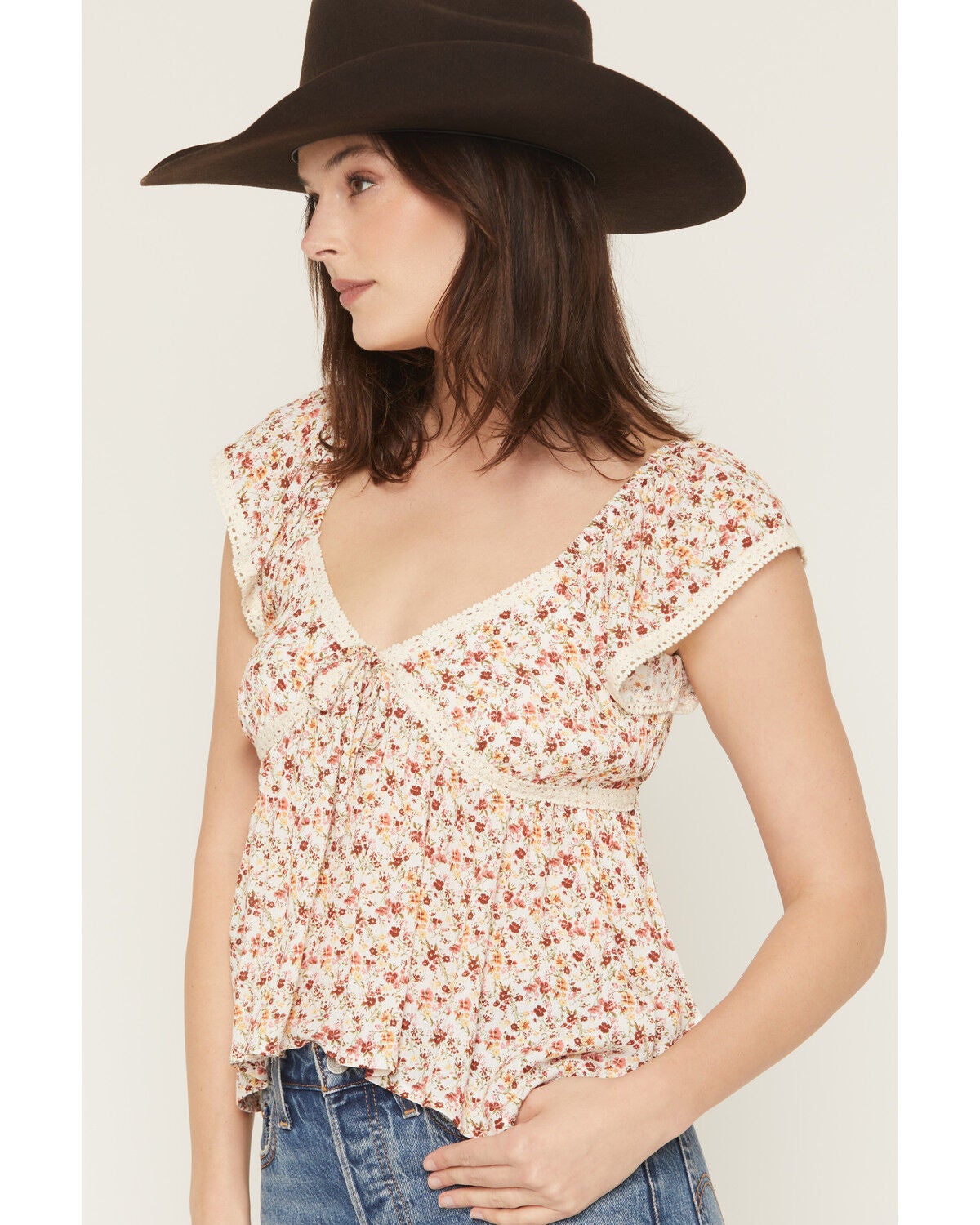 Image #2 - Wild Moss Women's Ditsy Floral Print Short Sleeve Shirt, Multi, hi-res