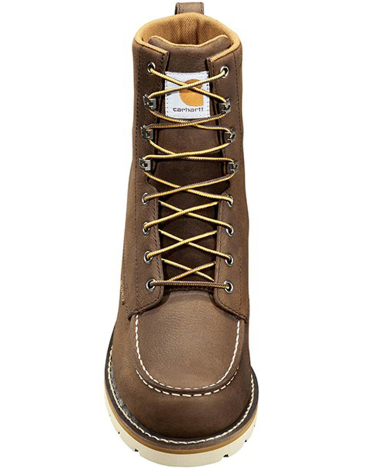 Image #2 - Carhartt Men's WP Soft Toe 8" Lace-Up Wedge Work Boots - Moc Toe, Dark Brown, hi-res