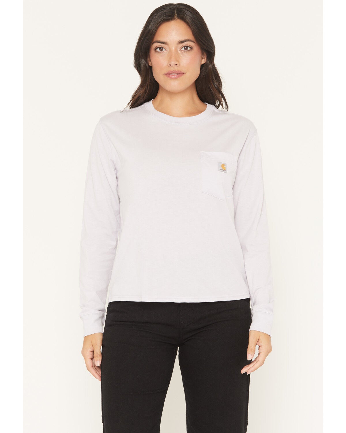 Carhartt Women's TENCEL&trade; Fiber Series Loose Fit Long Sleeve Crewneck Pocket T-Shirt, Lavender, hi-res