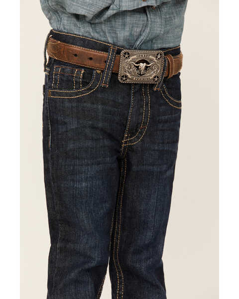 Image #4 - Cody James Boys' Sheridan Dark Wash Mid Rise Stretch Slim Straight Jeans - Sizes 4-8, Medium Wash, hi-res