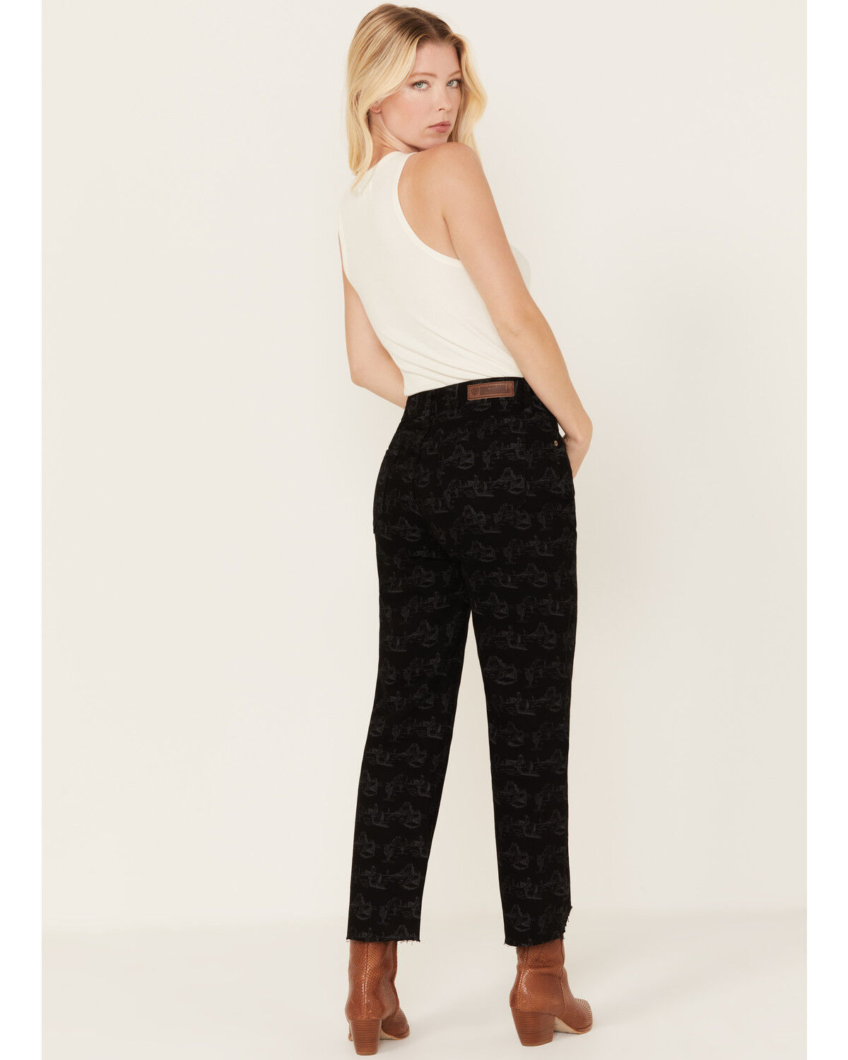 Image #3 - Rock & Roll Denim Women's Desert Print High Rise Cropped Straight Jeans, Black, hi-res