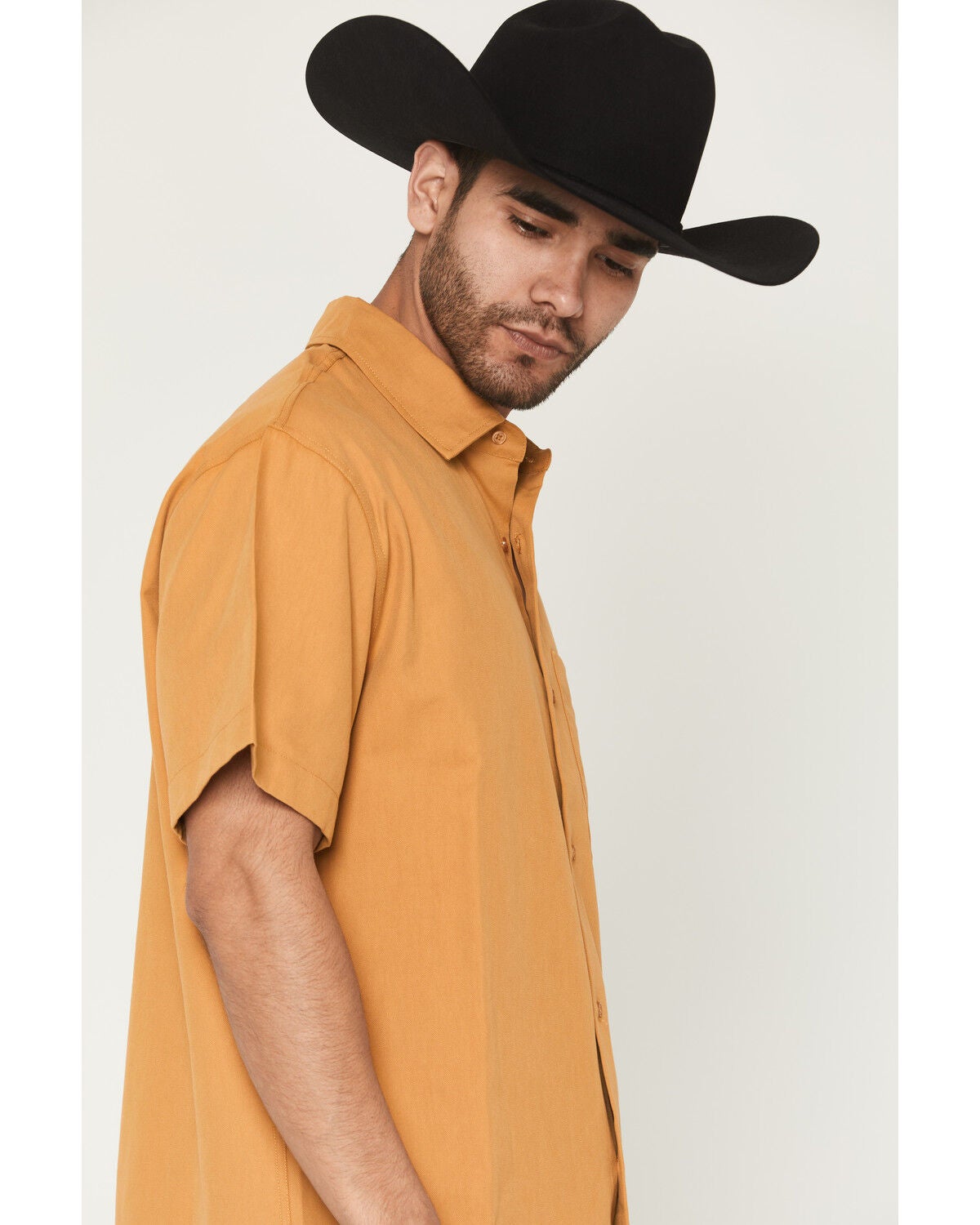 Image #3 - Modelo Men's Boot Barn Exclusive Steerhead Short Sleeve Button-Down Shirt, Mustard, hi-res