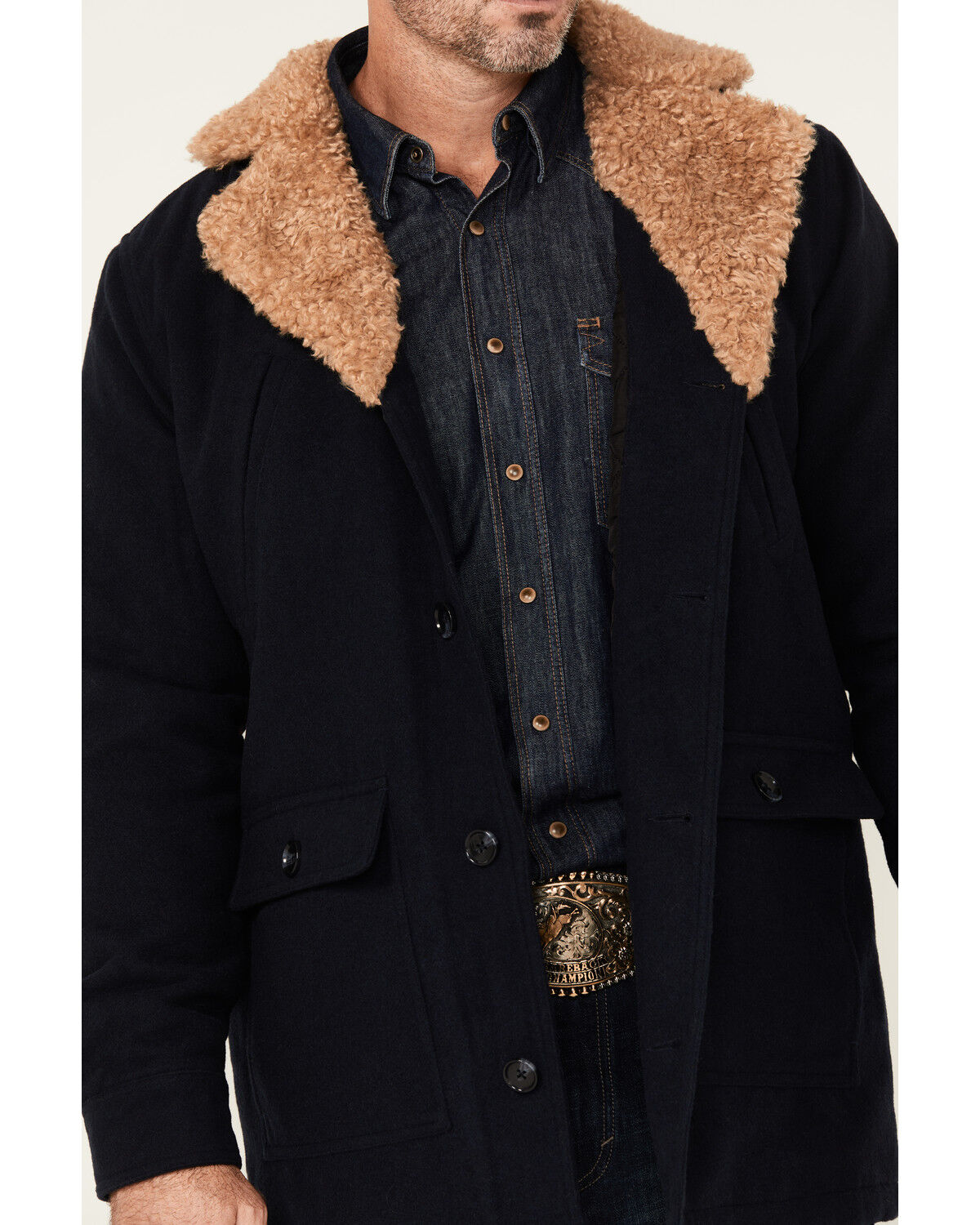 Image #3 - Cody James Men's Legacy II Sherpa Wool Coat, Navy, hi-res
