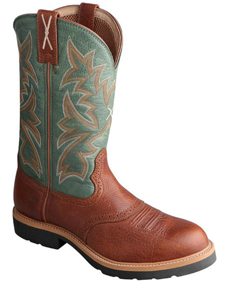 Twisted X Saddle Vamp Pull-On Work Boots - Steel Toe, Cognac, hi-res