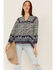 Image #1 - Bila Women's Floral Print Long Sleeve Shirt, Blue, hi-res