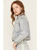 Image #3 - Vibrant Denim Women's Light Wash Rhinestone Cropped Denim Trucker Jacket, Light Wash, hi-res