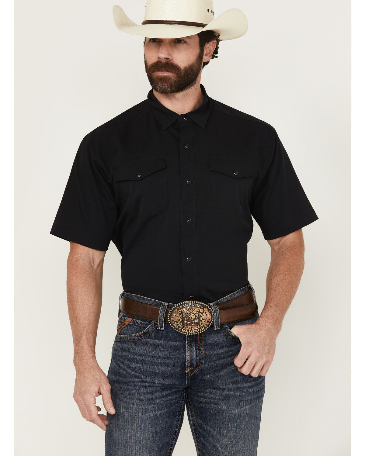 Image #1 - Ariat Men's VentTek Solid Short Sleeve Snap Performance Western Shirt - Tall, , hi-res