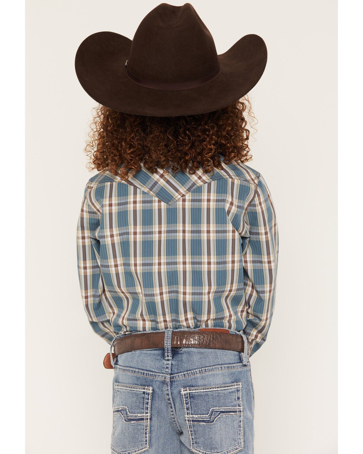 Image #4 - Cody James Boys' Niagra Falls Plaid Print Long Sleeve Snap Western Shirt, Blue, hi-res