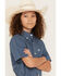 Image #2 - Ariat Boys' Geo Print Short Sleeve Button-Down Western Shirt, Blue, hi-res