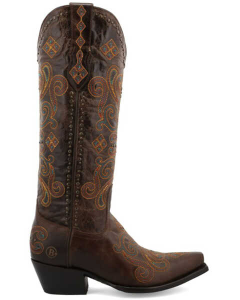 Image #2 - Black Star Women's Lockhart Embroidered Leather Western Boot - Snip Toe , Brown, hi-res