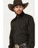 Image #2 - Cinch Men's Diamond Print Long Sleeve Pearl Snap Western Shirt, Black, hi-res