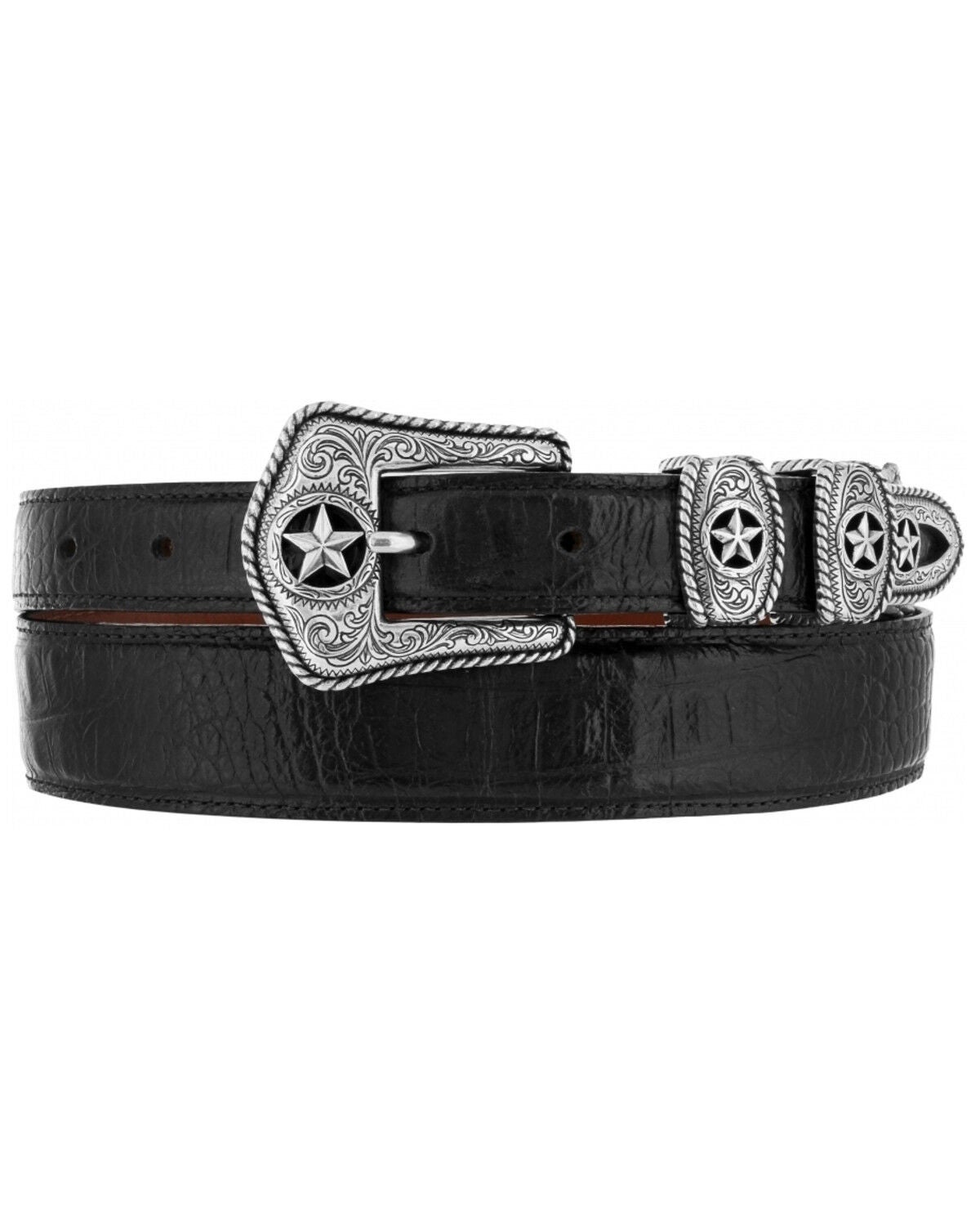 Tony Lama Men's Country Crocodile Print Western Belt, Black, hi-res