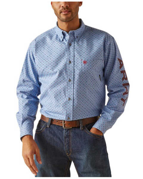 Ariat Men's FR Gunner Logo Geo Print Long Sleeve Button-Down Work Shirt , Multi, hi-res