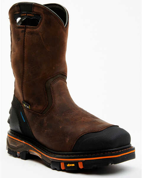 Cody James Men's Waterproof Met Guard Work Boots - Composite Toe, Brown, hi-res