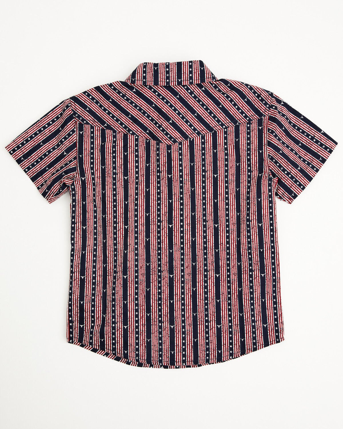 Image #3 - Cody James Toddler Boys' Steer Head Stars & Stripes Short Sleeve Snap Western Shirt, Navy, hi-res