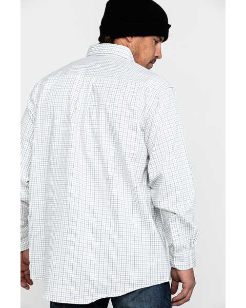Wrangler 20X Men's FR Tattersall Small Check Print Long Sleeve Work Shirt - Tall , Blue, hi-res