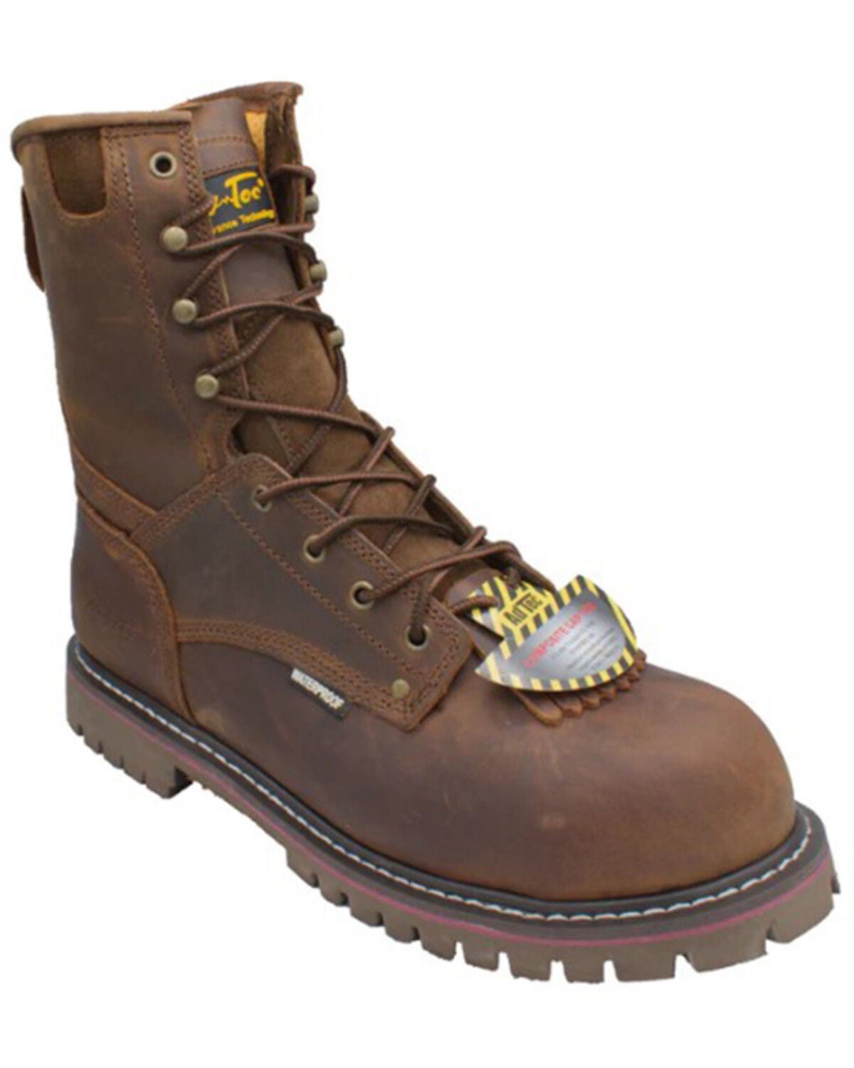AdTec Men's 9" Waterproof Logger Work Boots - Composite Toe, Brown, hi-res
