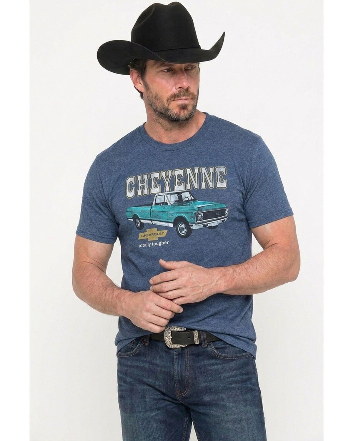 Americana Men's Chevy Cheyenne Truck Short Sleeve Graphic T-Shirt, Navy, hi-res