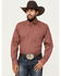 Image #1 - Cinch Men's Geo Print Long Sleeve Button-Down Western Shirt, Burgundy, hi-res
