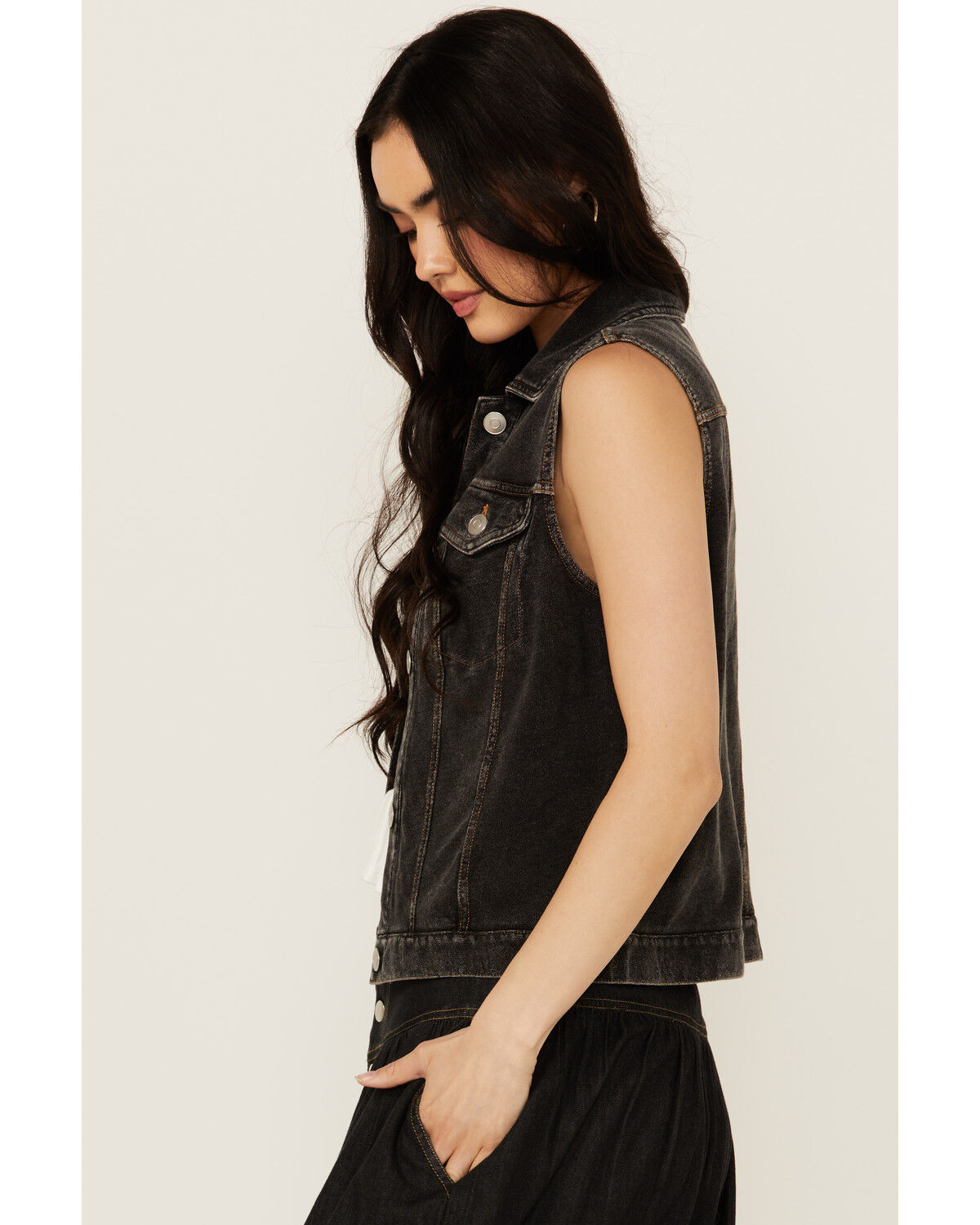Image #2 - White Crow Women's Washed Knit Vest, Black, hi-res