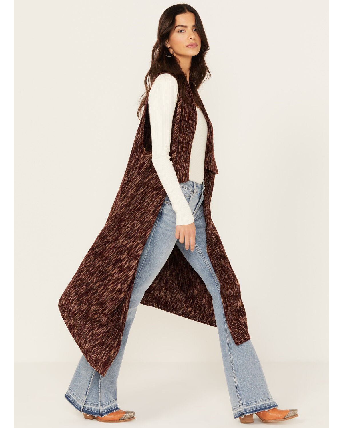 Image #1 - Shyanne Women's Space Dyed Sweater Vest, Maroon, hi-res