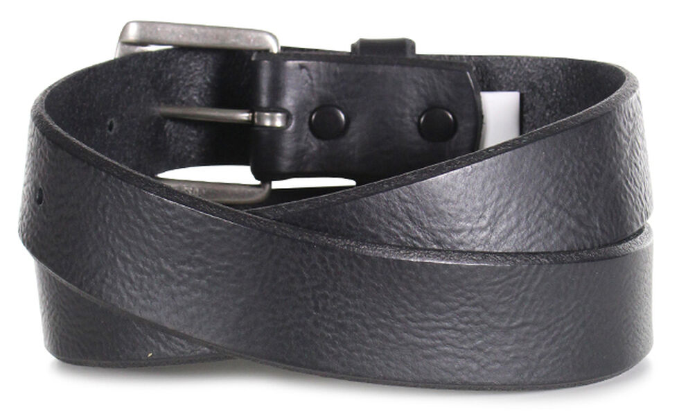 American Worker Men's Black Distressed Leather Belt, Black, hi-res
