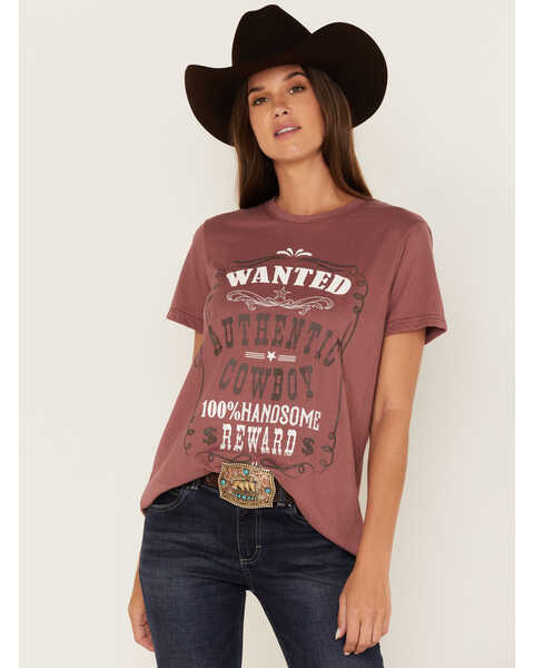 Image #1 - Ariat Women's Wanted Graphic Tee, Burgundy, hi-res