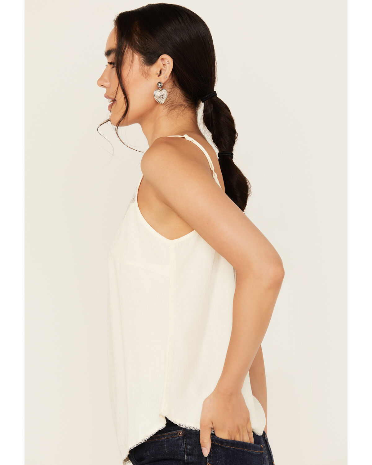 Image #2 - Idyllwind Women's Randa Lace Trim Cami, Ivory, hi-res