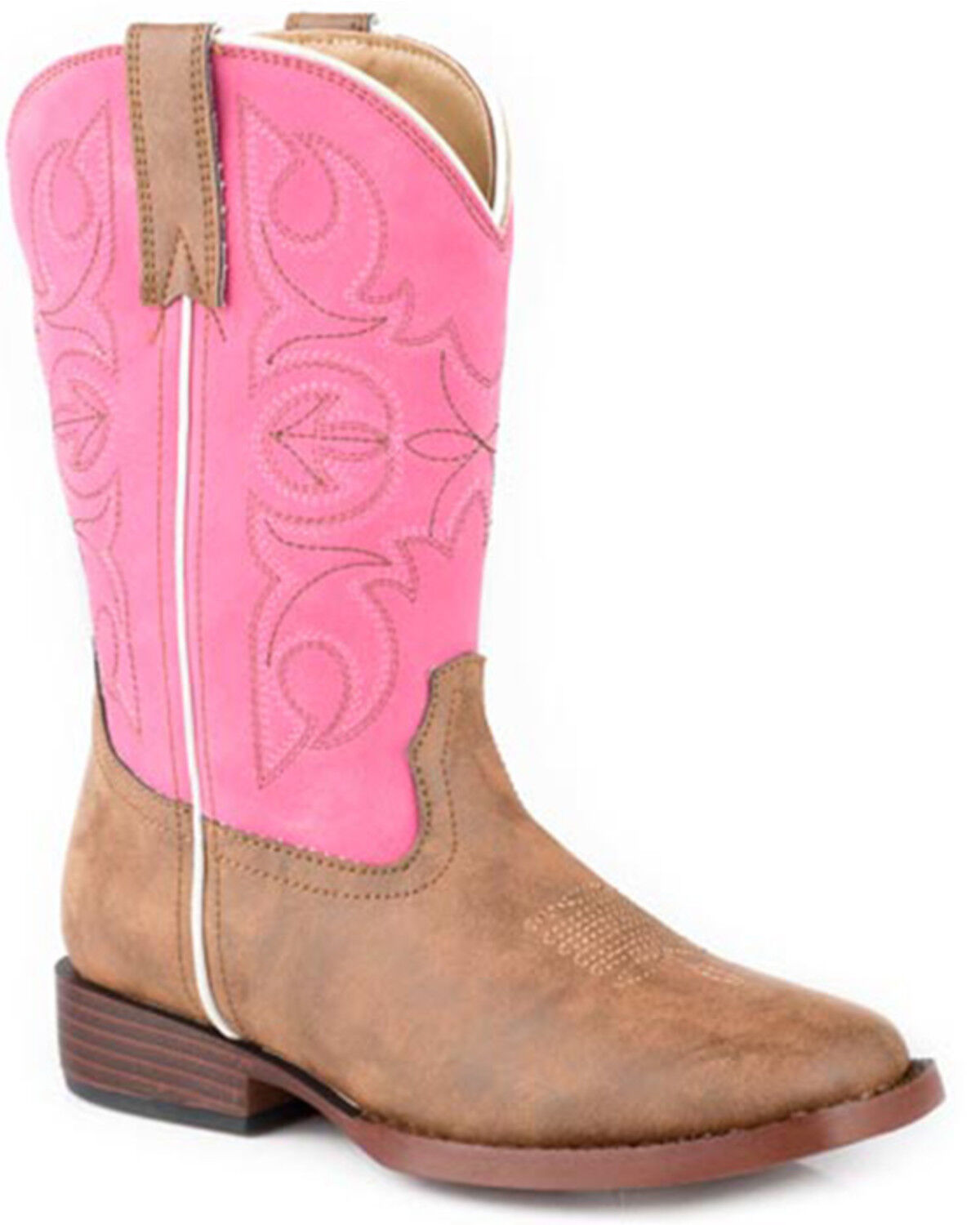 Image #1 - Roper Little Girls' Ainsley Western Boots - Broad Square Toe, Pink, hi-res