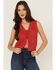 Image #1 - Shyanne Women's Tie-Front Crochet Sweater Vest, Red, hi-res